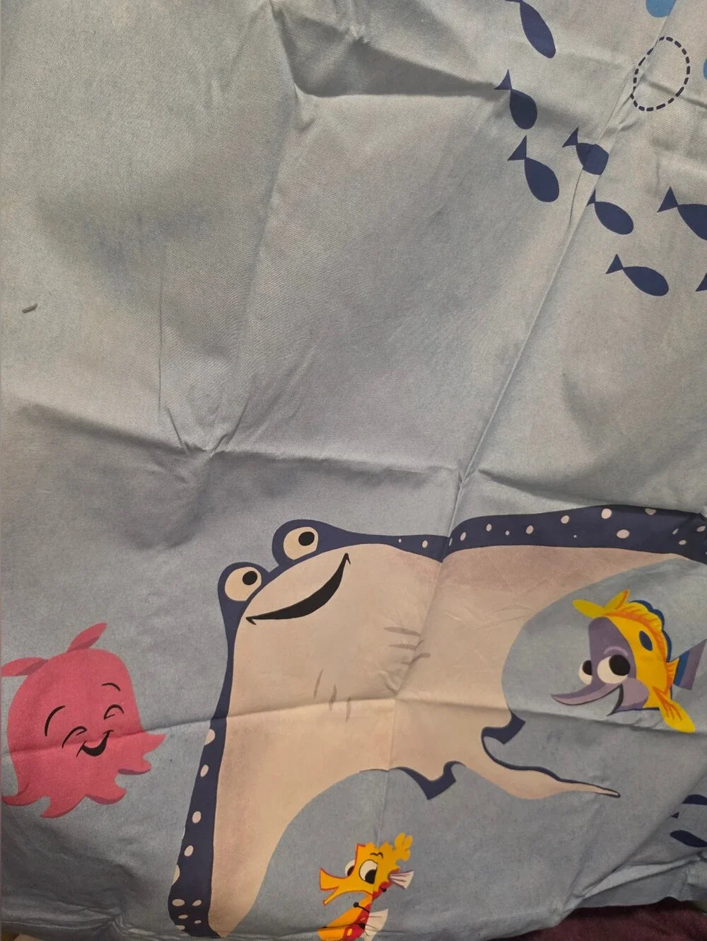 Pottery barn finding nemo shower curtain, bath mat and 3 towels